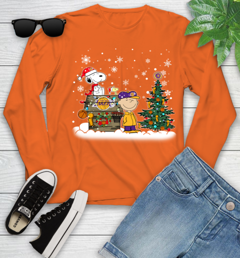 Los Angeles Lakers NBA Basketball Christmas The Peanuts Movie Snoopy Championship Youth Long Sleeve 3