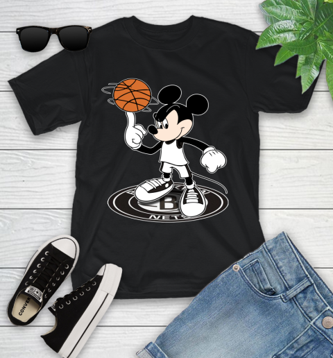 NBA Basketball Brooklyn Nets Cheerful Mickey Disney Shirt Youth T-Shirt