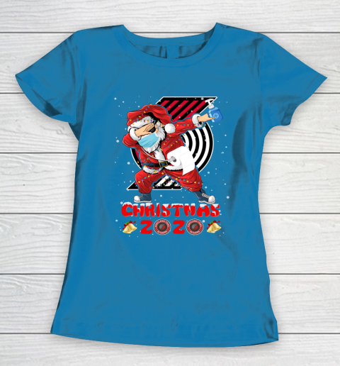 Portland Trail Blazers Funny Santa Claus Dabbing Christmas 2020 NBA Women's T-Shirt 6