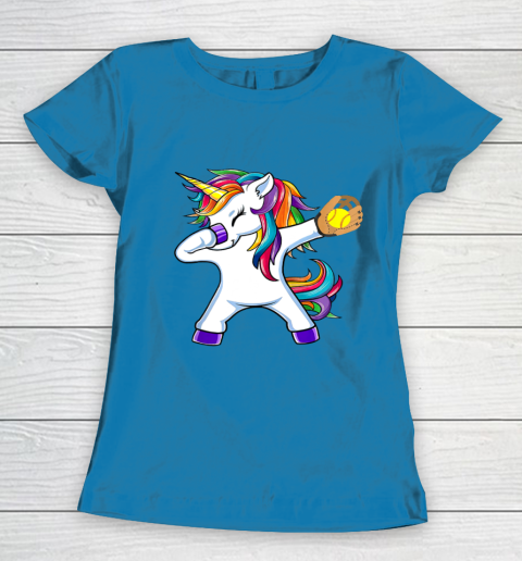Dabbing Unicorn Softball T Shirt Funny Dab Gift Women's T-Shirt 7
