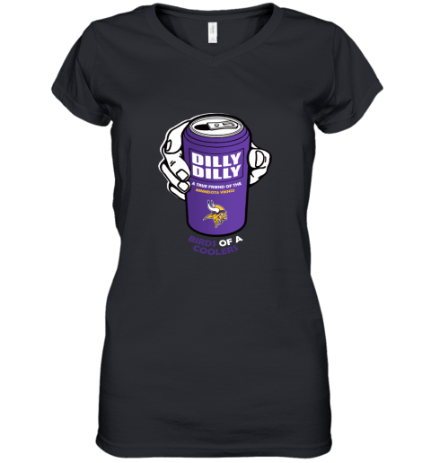 Bud Light Dilly Dilly! Minnesota Vikings Birds Of A Cooler Women's V-Neck T-Shirt
