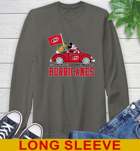 NHL Hockey Carolina Hurricanes Pluto Mickey Driving Disney Shirt Long Sleeve T-Shirt 8