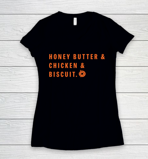 Honey Butter Chicken Biscuit Shirt Women's V-Neck T-Shirt