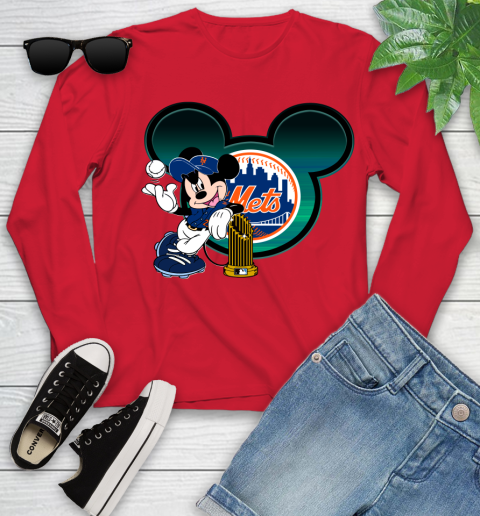 MLB New York Mets The Commissioner's Trophy Mickey Mouse Disney Youth Long Sleeve 11