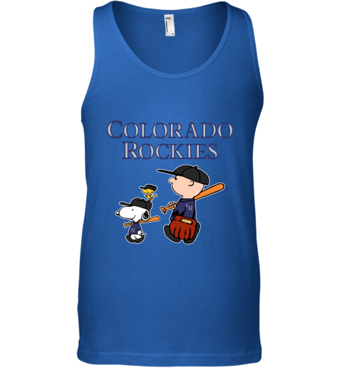 Colorado Rockies Let's Play Baseball Together Snoopy MLB Tank Top