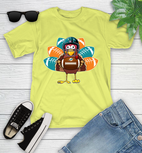 Miami Dolphins Turkey Thanksgiving Day Youth T-Shirt 8