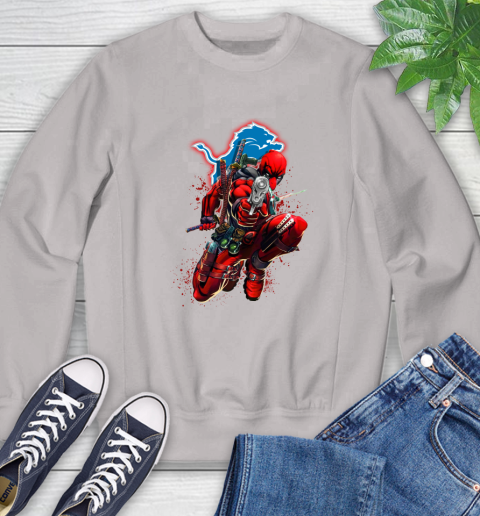 NFL Deadpool Marvel Comics Sports Football Detroit Lions Sweatshirt 12