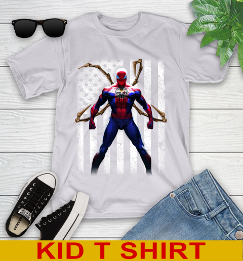 NFL Football Pittsburgh Steelers Spider Man Avengers Marvel American Flag Shirt (1) Youth T-Shirt 4