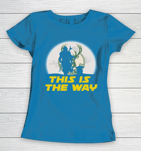 Milwaukee Bucks NBA Basketball Star Wars Yoda And Mandalorian This Is The Way Women's T-Shirt 6