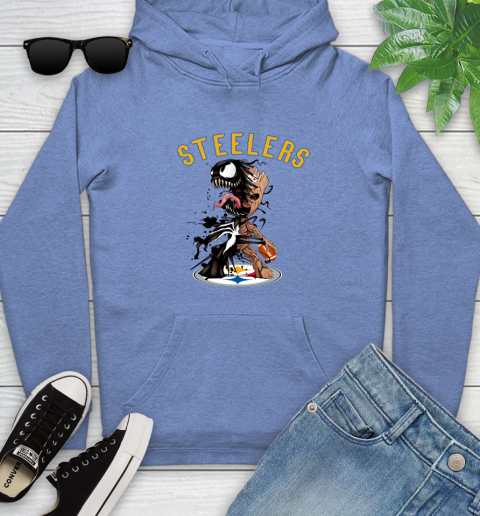 NFL Pittsburgh Steelers Football Venom Groot Guardians Of The Galaxy Youth Hoodie 12