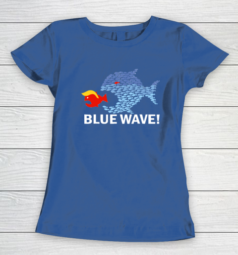 Blue Wave 2024 Funny Big Fish Eat Little Fish Trump Hair Women's T-Shirt 6