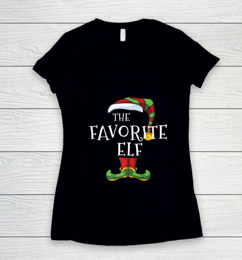 Favorite Elf Family Matching Christmas Group Funny Pajama Women's V-Neck T-Shirt
