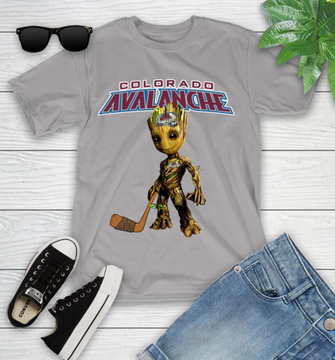 Colorado Avalanche NHL Hockey Groot Marvel Guardians Of The Galaxy Youth T-Shirt 4