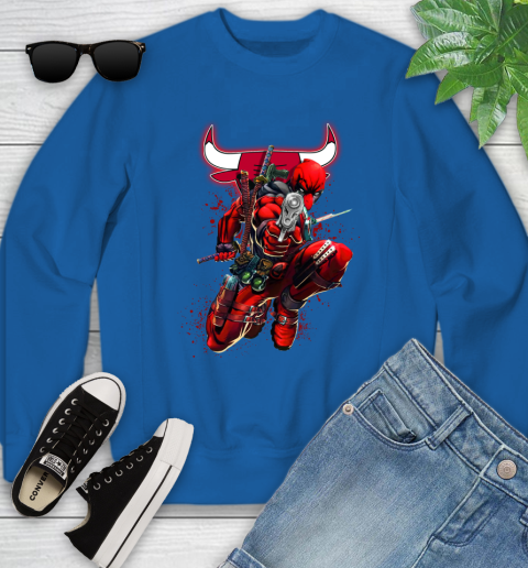 NBA Deadpool Marvel Comics Sports Basketball Chicago Bulls Youth Sweatshirt 8