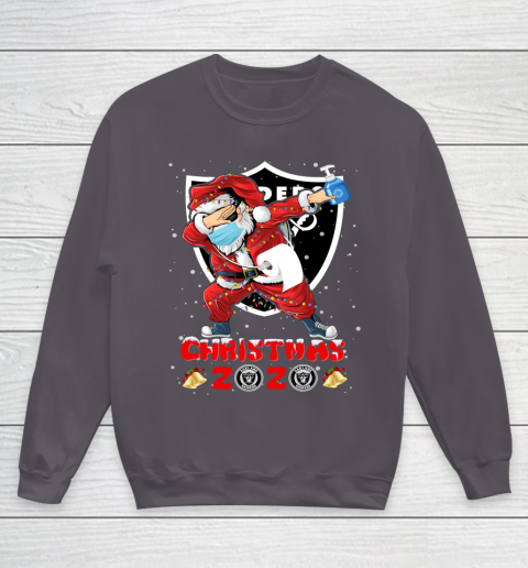 Oakland Raiders Funny Santa Claus Dabbing Christmas 2020 NFL Youth Sweatshirt 5