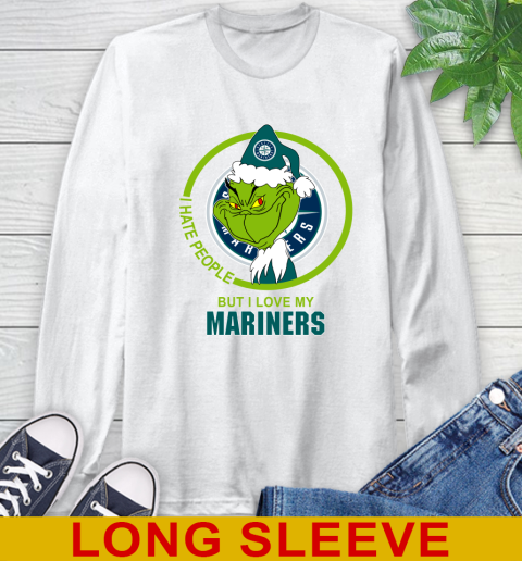 Seattle Mariners MLB Christmas Grinch I Hate People But I Love My Favorite Baseball Team Long Sleeve T-Shirt