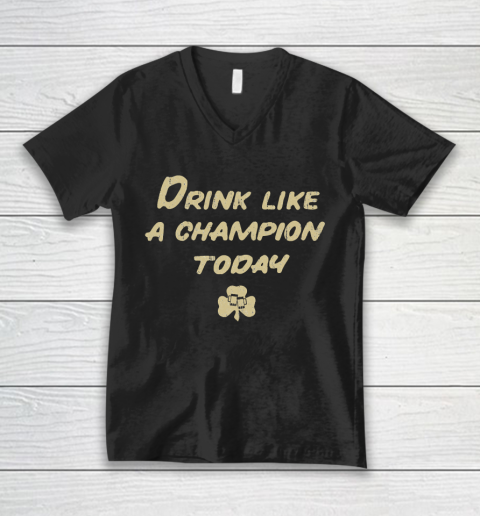 Beer Lover Funny Shirt Drink Like a Champion  South Bend Style Dark Blue V-Neck T-Shirt