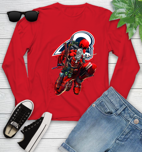 NFL Deadpool Marvel Comics Sports Football Los Angeles Rams Youth Long Sleeve 11