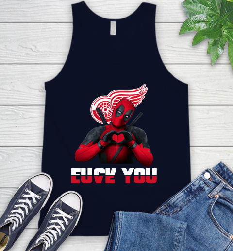 NHL Detroit Red Wings Deadpool Love You Fuck You Hockey Sports Tank Top 2