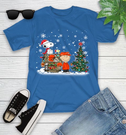 NFL Cleveland Browns Snoopy Charlie Brown Christmas Football Super Bowl Sports Youth T-Shirt 12