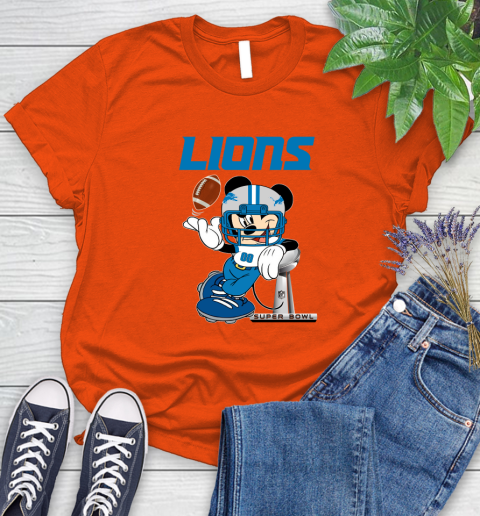 NFL Detroit Lions Mickey Mouse Disney Super Bowl Football T Shirt Women's T-Shirt 4