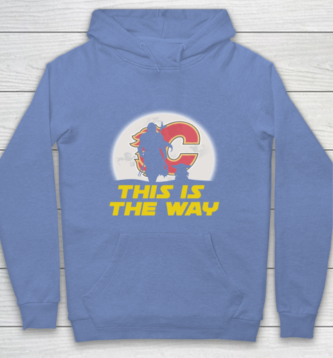 Calgary Flames NHL Ice Hockey Star Wars Yoda And Mandalorian This Is The Way Youth Hoodie 8