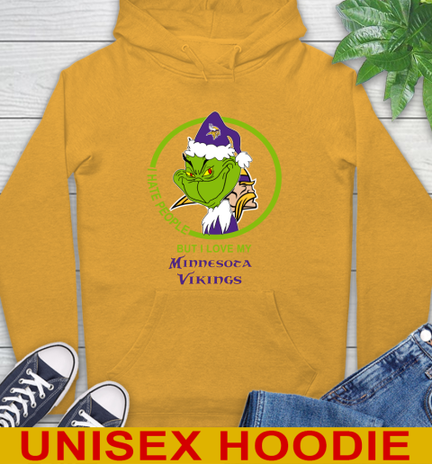Minnesota Vikings NFL Christmas Grinch I Hate People But I Love My Favorite Football Team Hoodie 3