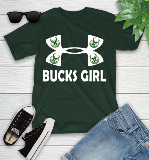 NBA Milwaukee Bucks Girl Under Armour Basketball Sports Youth T-Shirt 5