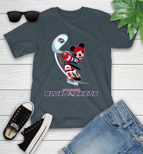 NHL Hockey Columbus Blue Jackets Cheerful Mickey Mouse Shirt Youth T-Shirt 8