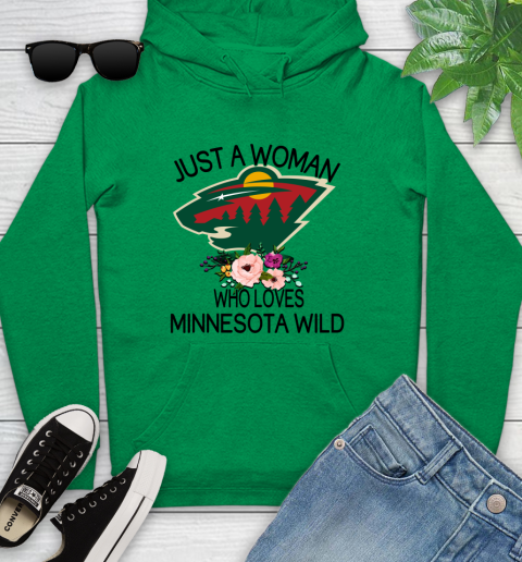 NHL Just A Woman Who Loves Minnesota Wild Hockey Sports Youth Hoodie 5
