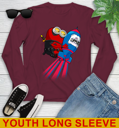 NBA Basketball LA Clippers Deadpool Minion Marvel Shirt Youth Long Sleeve 6