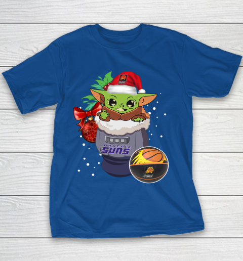 Phoenix Suns Christmas Baby Yoda Star Wars Funny Happy NBA Youth T-Shirt 8