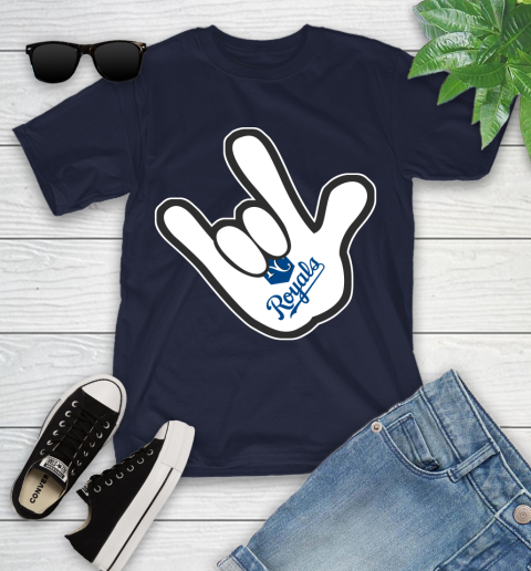 Kansas City Royals MLB Baseball Mickey Rock Hand Disney Youth T-Shirt 3