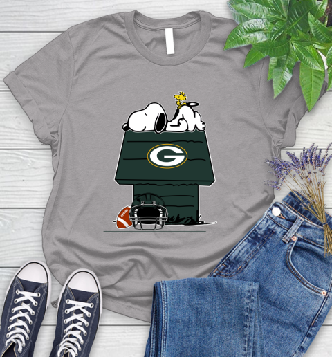 Green Bay Packers NFL Football Snoopy Woodstock The Peanuts Movie Women's T-Shirt 5