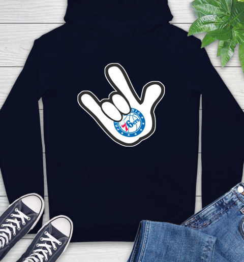 Philadelphia 76ers NBA Basketball Mickey Rock Hand Disney Hoodie 4