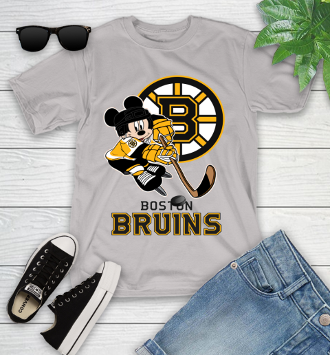 NHL Boston Bruins Mickey Mouse Disney Hockey T Shirt Youth T-Shirt 12