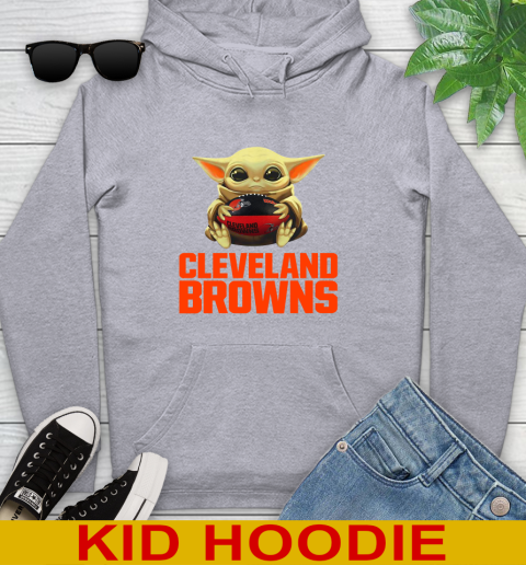 NFL Football Cleveland Browns Baby Yoda Star Wars Shirt Youth Hoodie 6