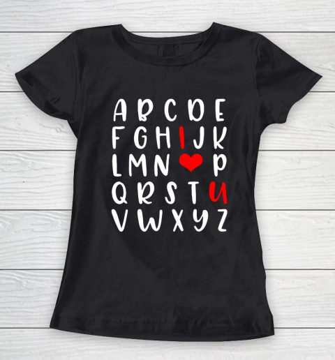 Alphabet ABC I Love You Romance Valentine Slogan Women's T-Shirt