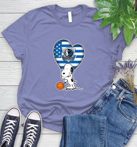Dallas Mavericks NBA Basketball The Peanuts Movie Adorable Snoopy Women's T-Shirt 11