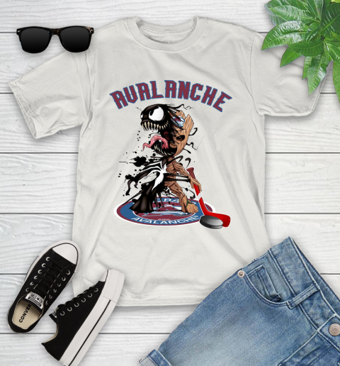 NHL Colorado Avalanche Hockey Venom Groot Guardians Of The Galaxy Youth T-Shirt 12