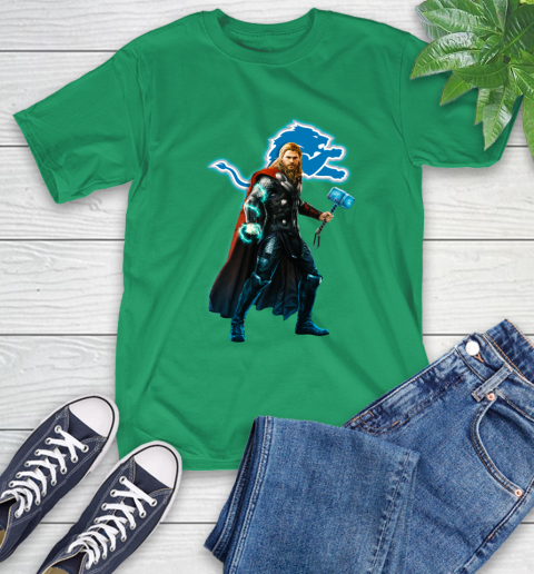 NFL Thor Avengers Endgame Football Detroit Lions T-Shirt 7
