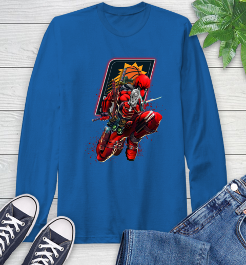 NBA Deadpool Marvel Comics Sports Basketball Phoenix Suns Long Sleeve T-Shirt 9