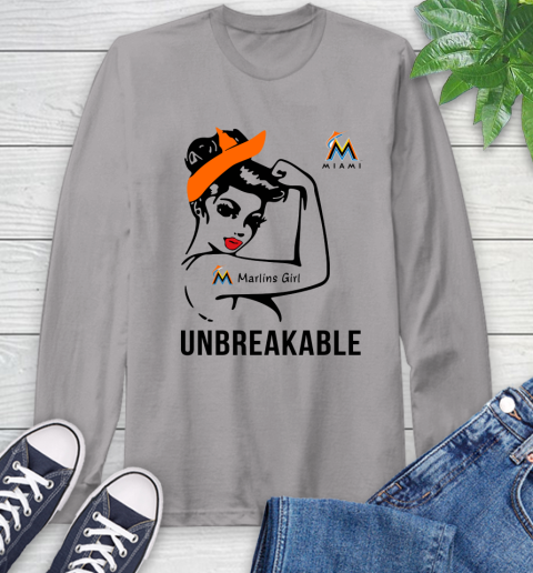 MLB Miami Marlins Girl Unbreakable Baseball Sports Long Sleeve T-Shirt 4