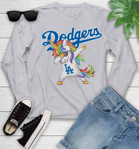 Los Angeles Dodgers MLB Baseball Funny Unicorn Dabbing Sports Youth Long Sleeve 5