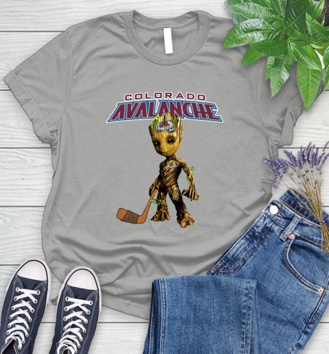 Colorado Avalanche NHL Hockey Groot Marvel Guardians Of The Galaxy Women's T-Shirt 10