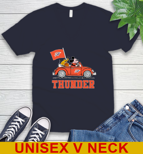 NBA Basketball Oklahoma City Thunder Pluto Mickey Driving Disney Shirt V-Neck T-Shirt 3