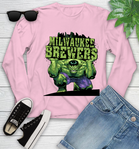 Milwaukee Brewers MLB Baseball Incredible Hulk Marvel Avengers Sports Youth Long Sleeve 10
