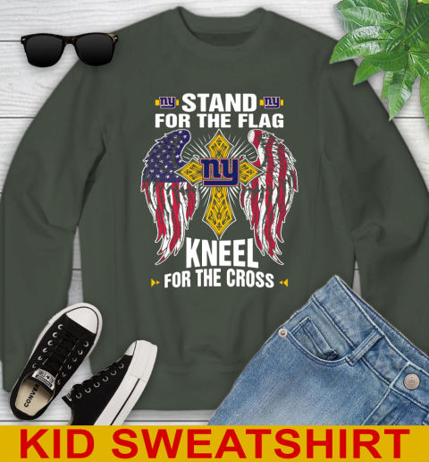 NFL Football New York Giants Stand For Flag Kneel For The Cross Shirt Youth Sweatshirt 8
