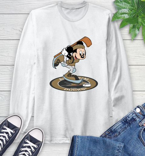 NHL Hockey Anaheim Ducks Cheerful Mickey Disney Shirt Long Sleeve T-Shirt 2