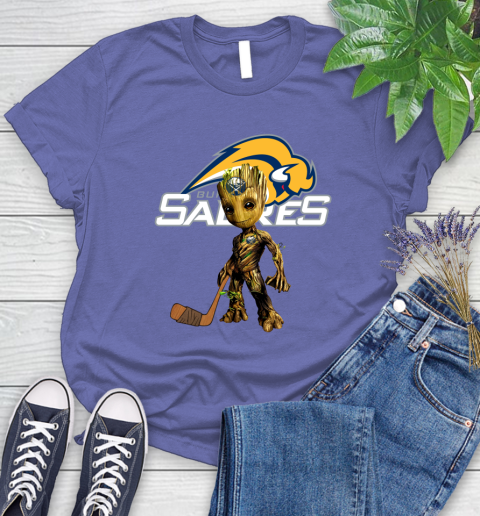 Buffalo Sabres NHL Hockey Groot Marvel Guardians Of The Galaxy Women's T-Shirt 11